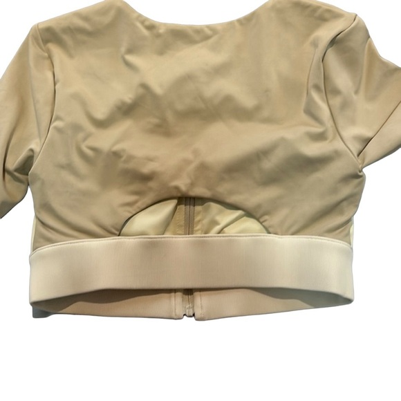 Sport bra top nude cropped long sleeve front zipper size S/M - Picture 7 of 7